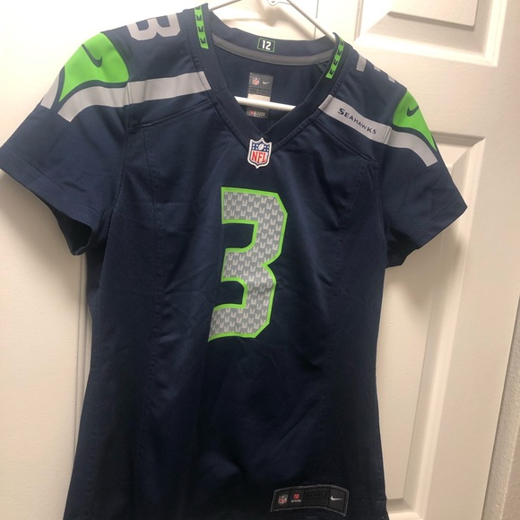 Nike On Field NFL Player Seattle Seahawks#3 Wilson Women's Blue Authentic Jersey - Picture 7 of 12